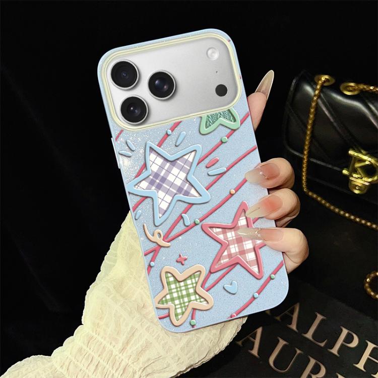 For iPhone 17 Pro Stars Pattern IMD Glitter PC Hybrid TPU Phone Case(Blue)
