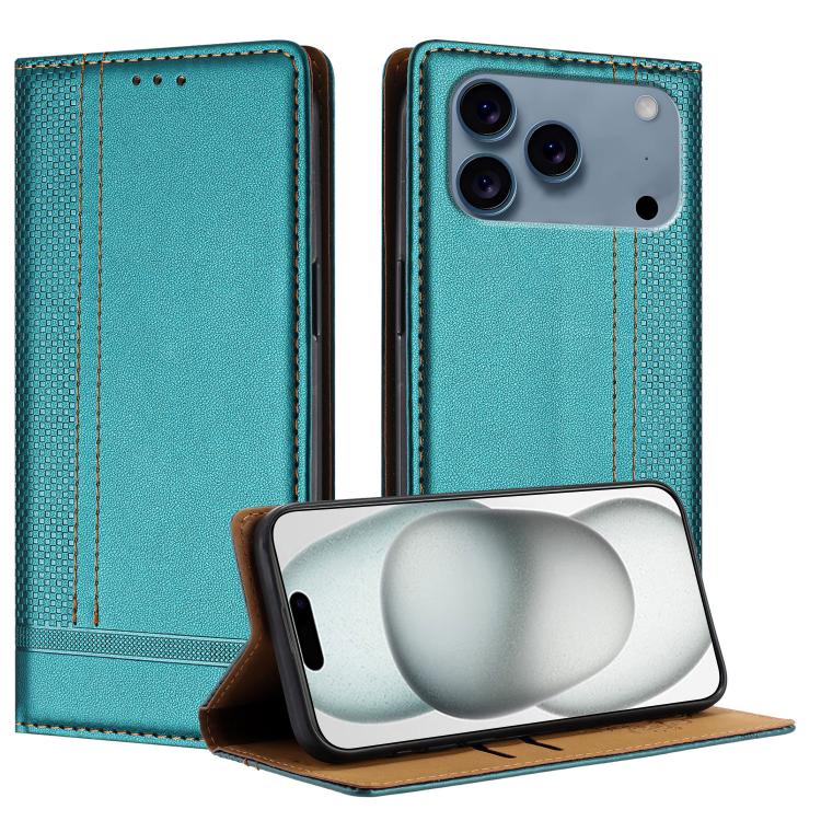 For iPhone 17 Pro Stitching Design Scratch-Resistant Vegan Leather Phone Case(Green)