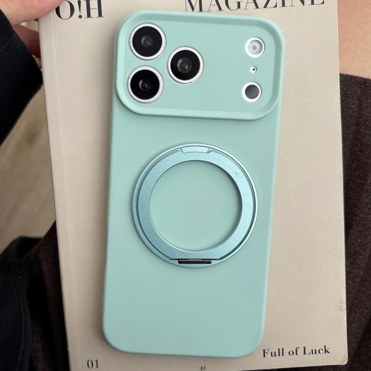 For iPhone 17 Pro Stress Relief Holder Magnetic Fine Hole Silicone Phone Case(Cyan)