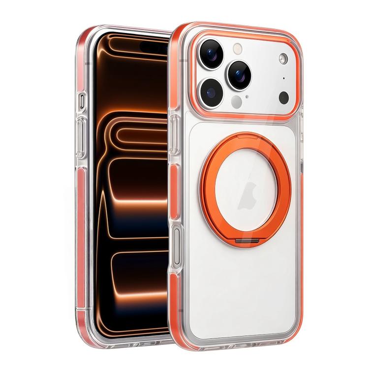 For iPhone 17 Pro Stress Relief Holder Magnetic Phone Case(Orange)
