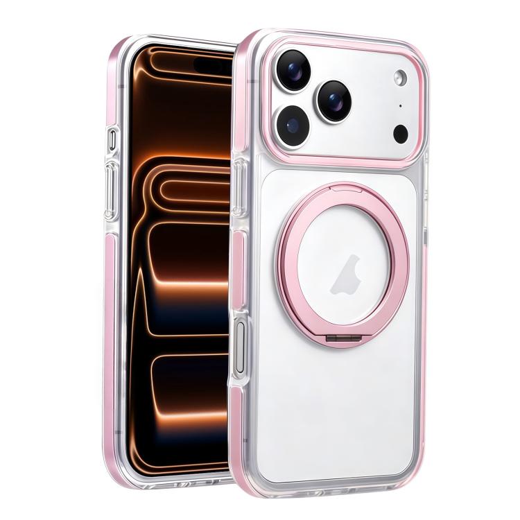 For iPhone 17 Pro Stress Relief Holder Magnetic Phone Case(Pink)