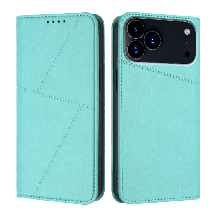 For iPhone 17 Pro Strong Magnetic Frosted Flip Leather Phone Case(Light Blue)