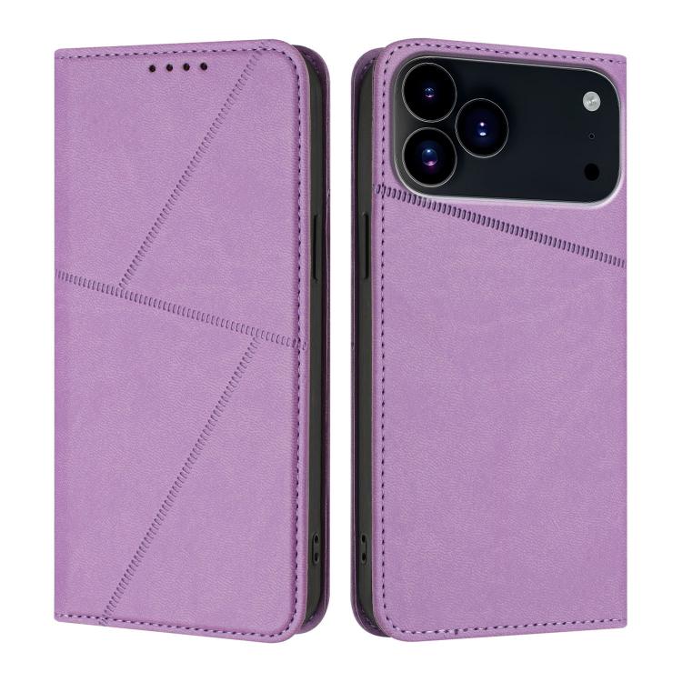 For iPhone 17 Pro Strong Magnetic Frosted Flip Leather Phone Case(Light Purple)