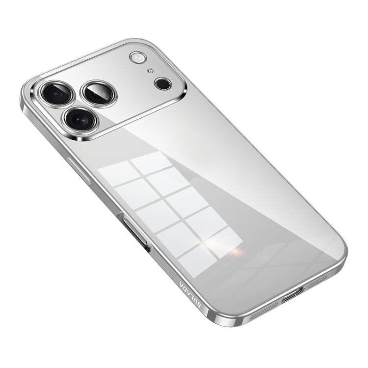 For iPhone 17 Pro SULADA Shine Through Series Plating TPU Transparent Phone Case(Silver)