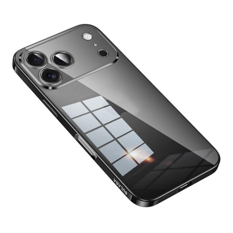 For iPhone 17 Pro SULADA Shine Through Series Plating TPU Transparent Phone Case(Space Black)