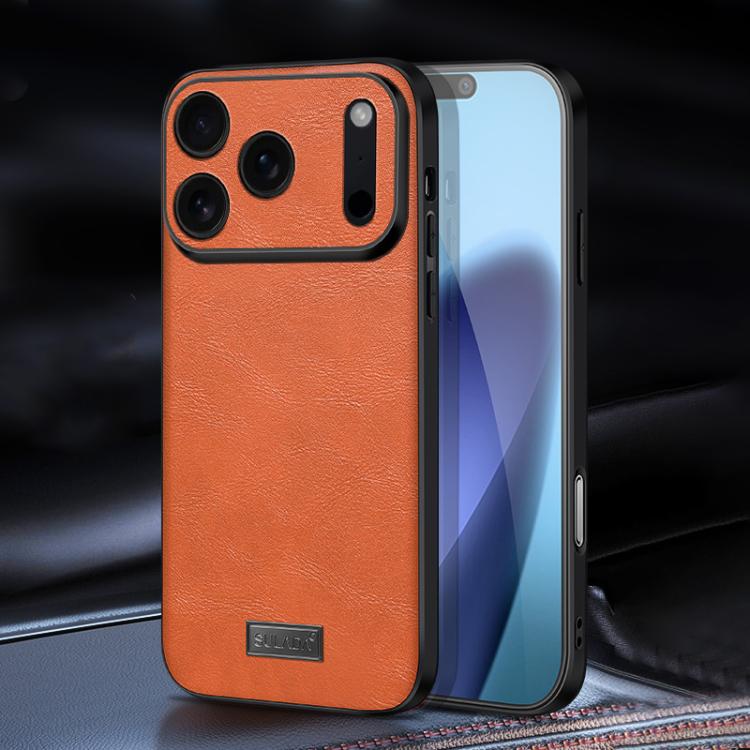 For iPhone 17 Pro SULADA Shockproof TPU Hybrid Handmade Leather Phone Case(Orange)