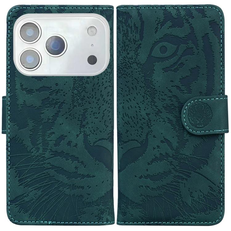 For iPhone 17 Pro Tiger Embossing Pattern Leather Phone Case(Green)