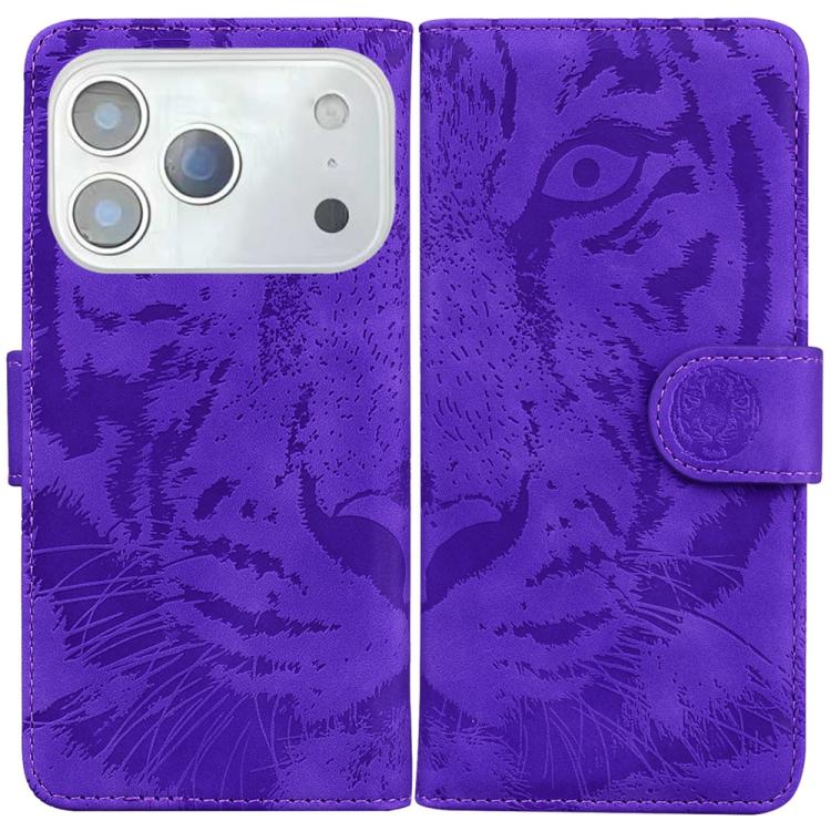 For iPhone 17 Pro Tiger Embossing Pattern Leather Phone Case(Purple)