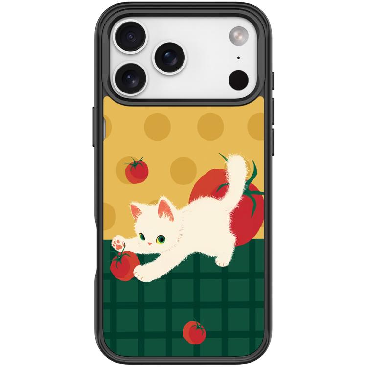 For iPhone 17 Pro Tomato Cat Pattern Magnetic Phone Case(Black)
