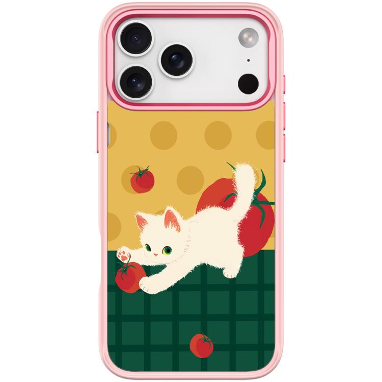 For iPhone 17 Pro Tomato Cat Pattern Magnetic Phone Case(Pink)