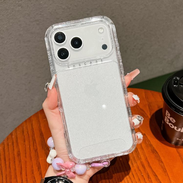 For iPhone 17 Pro TPU + PC + Glitter Sequins Full Coverage Phone Case with Bracelet(Transparent)