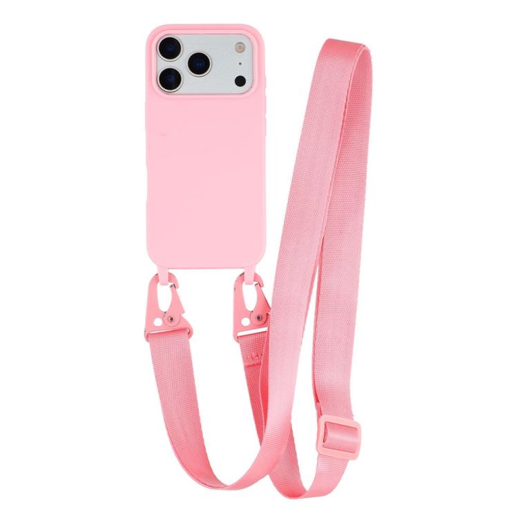 For iPhone 17 Pro TPU Soft Matte Phone Case with Long Lanyard(Light Pink)