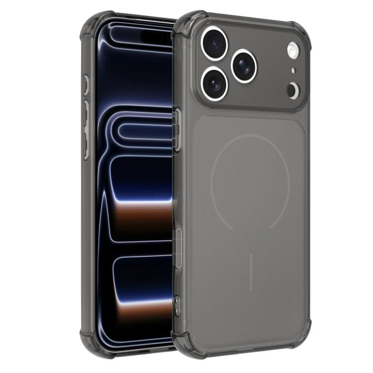 For iPhone 17 Pro Transforms Into 17 Large Window Frosted Airbag Shockproof TPU Phone Case(Black)
