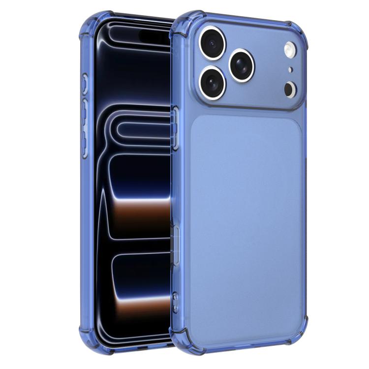 For iPhone 17 Pro Transforms Into 17 Large Window Frosted Airbag Shockproof TPU Phone Case(Blue)