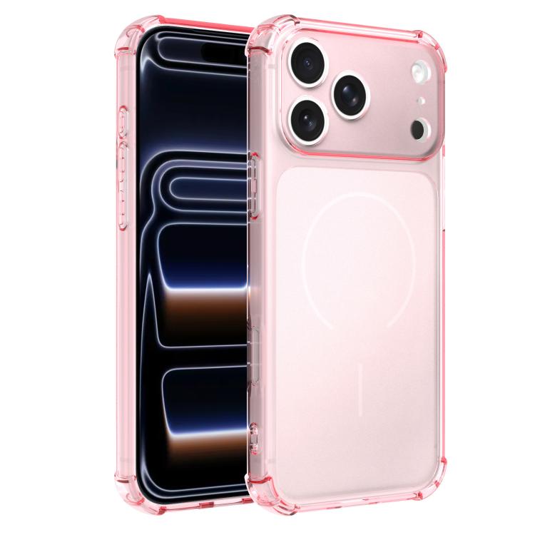 For iPhone 17 Pro Transforms Into 17 Large Window Frosted Airbag Shockproof TPU Phone Case(Pink)