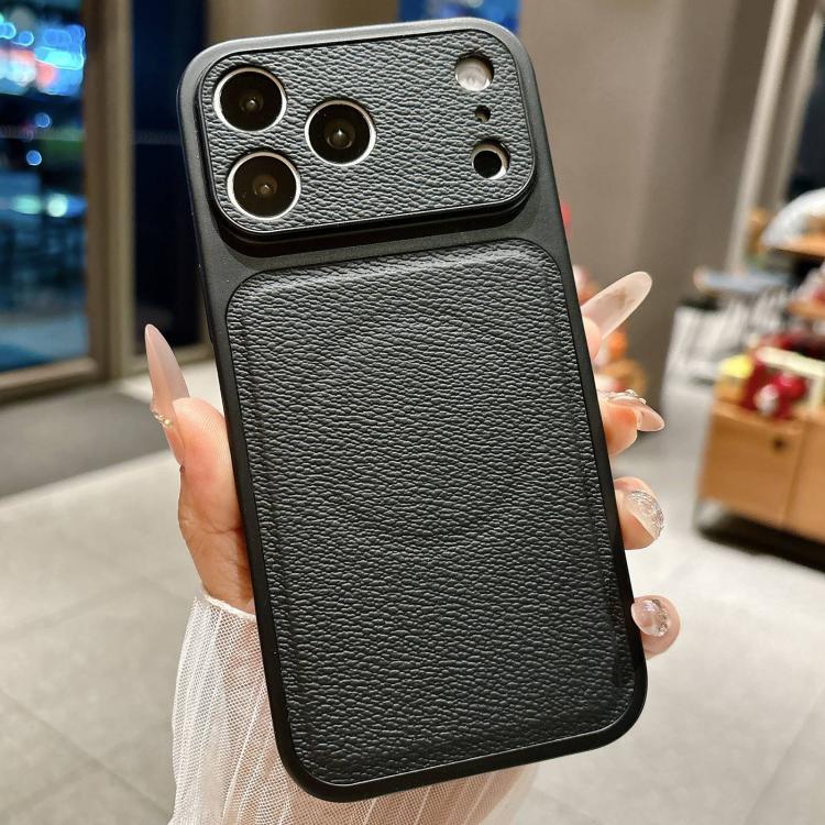 For iPhone 17 Pro Transforms Into 17 Large Window Litchi Texture Magnetic Phone Case(Black)