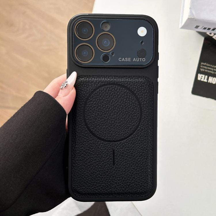 For iPhone 17 Pro Transforms Into 17 Lychee Leather Textured Magnetic TPU Phone Case(Black)