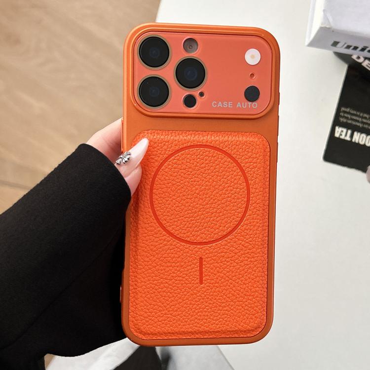 For iPhone 17 Pro Transforms Into 17 Lychee Leather Textured Magnetic TPU Phone Case(Orange)