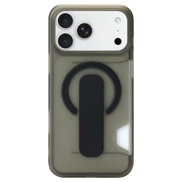 For iPhone 17 Pro Translucent Holder Card Slot Magnetic Phone Case(Black)