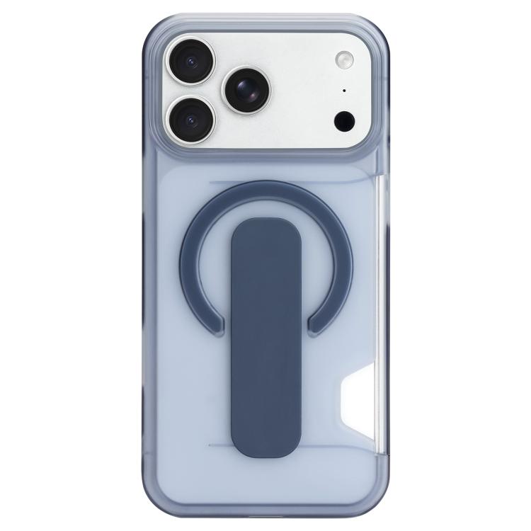 For iPhone 17 Pro Translucent Holder Card Slot Magnetic Phone Case(Blue)