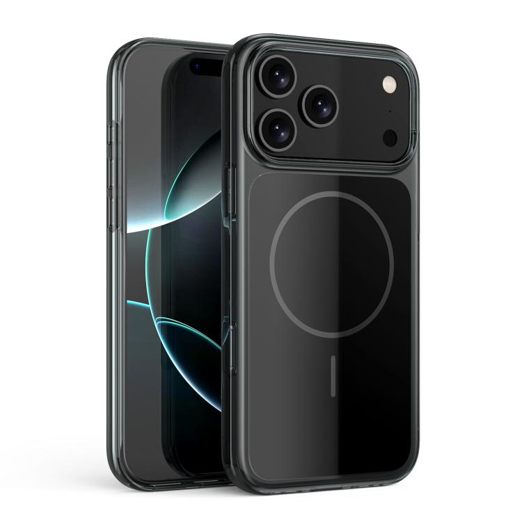 For iPhone 17 Pro Translucent PC Magnetic Shockproof Phone Case(Black)