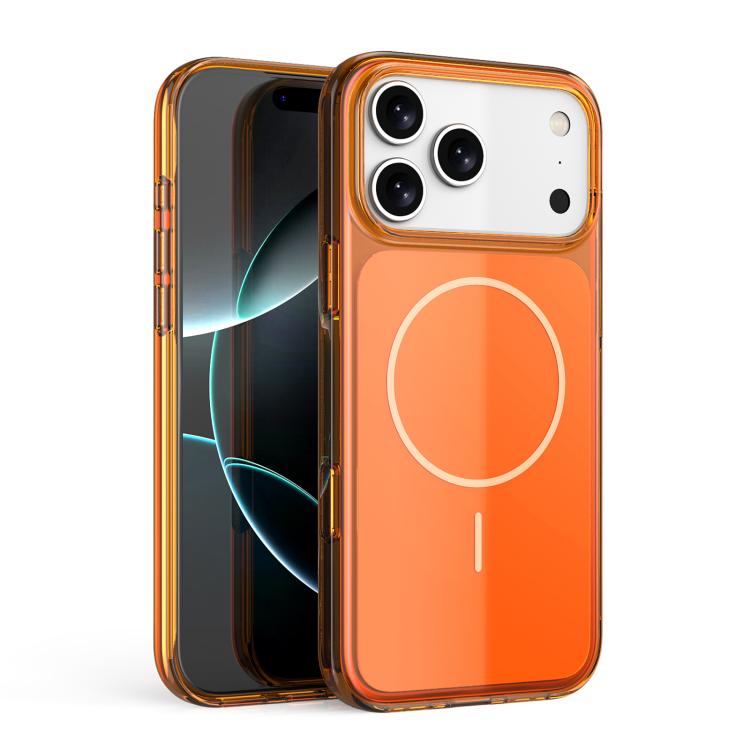 For iPhone 17 Pro Translucent PC Magnetic Shockproof Phone Case(Orange)