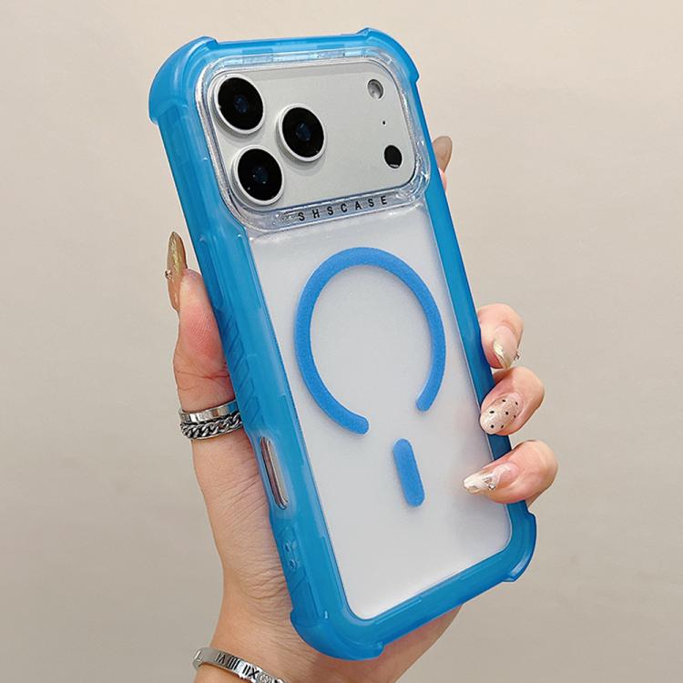 For iPhone 17 Pro Transparent Matte TPU Hybrid PC 3-in-1 MagSafe Phone Case(Blue)