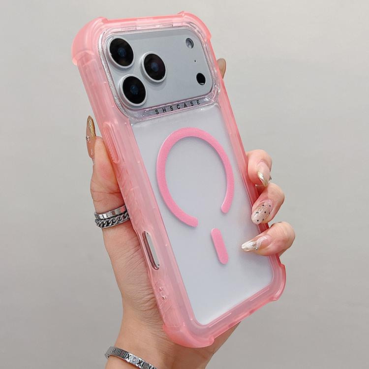 For iPhone 17 Pro Transparent Matte TPU Hybrid PC 3-in-1 MagSafe Phone Case(Pink)