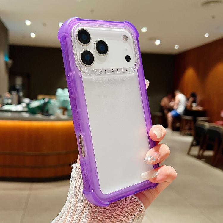 For iPhone 17 Pro Transparent Matte TPU Hybrid PC 3-in-1 Phone Case(Purple)