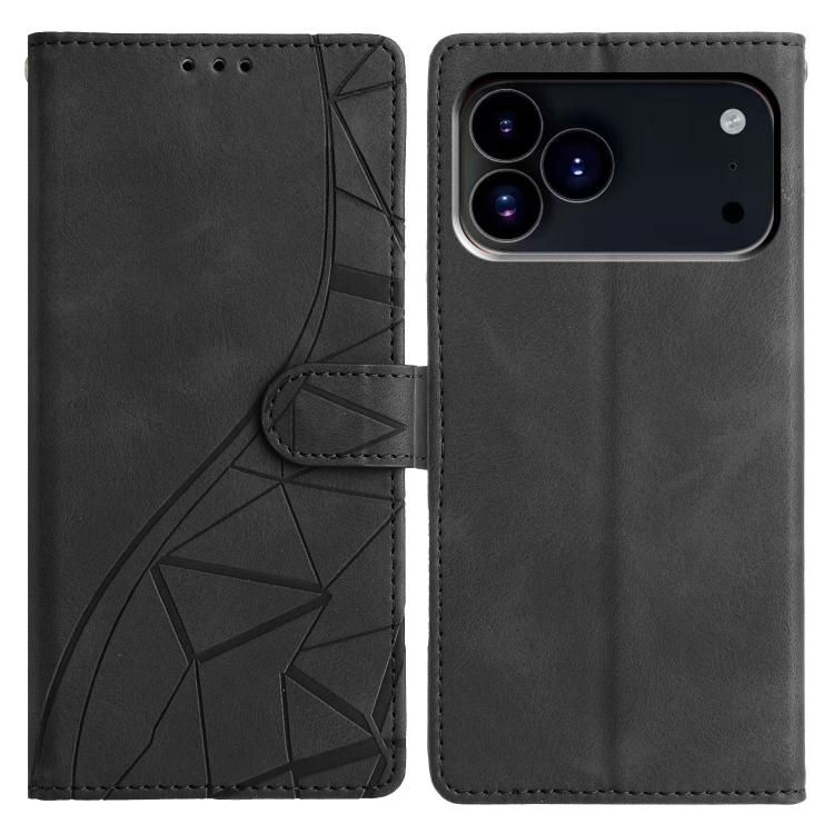 For iPhone 17 Pro Triangles Embossed Leather Phone Case(Black)