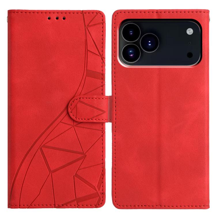 For iPhone 17 Pro Triangles Embossed Leather Phone Case(Red)
