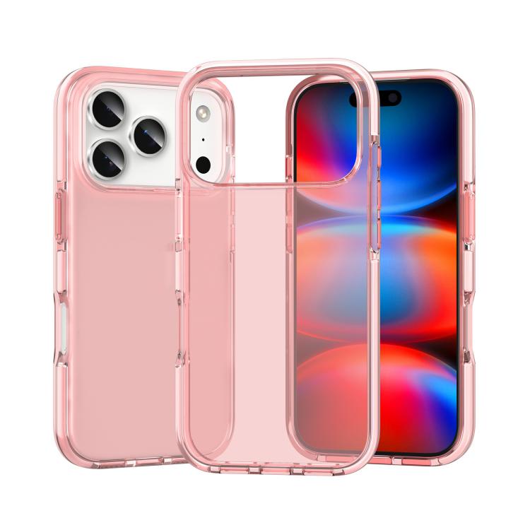 For iPhone 17 Pro Two-color Shockproof High Transparency TPU Phone Case(Pink)
