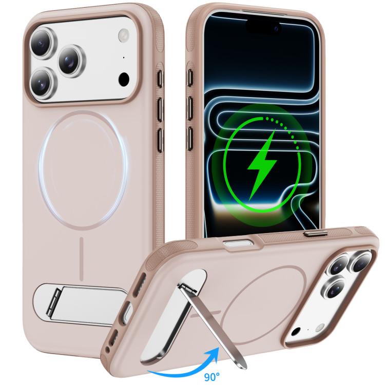 For iPhone 17 Pro Two-colors Imitation Original Magnetic Phone Case with Holder(Gold)