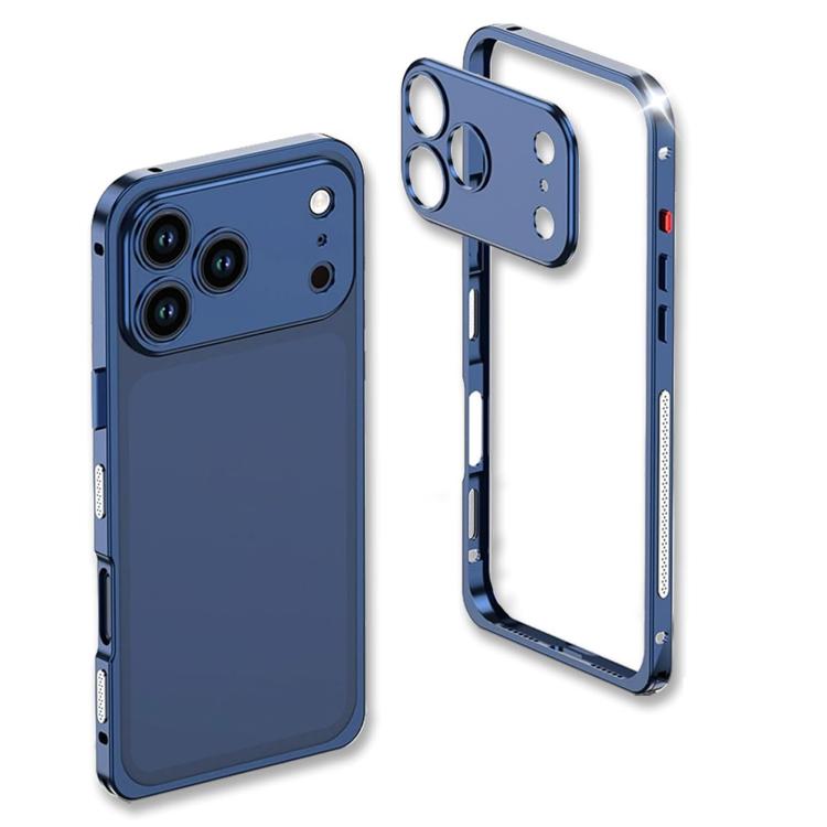 For iPhone 17 Pro Ultra-Thin Alloy Metal Frame Shockproof Phone Case with Lens Frame(Blue)