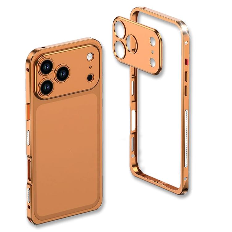 For iPhone 17 Pro Ultra-Thin Alloy Metal Frame Shockproof Phone Case with  Lens Frame(Orange)