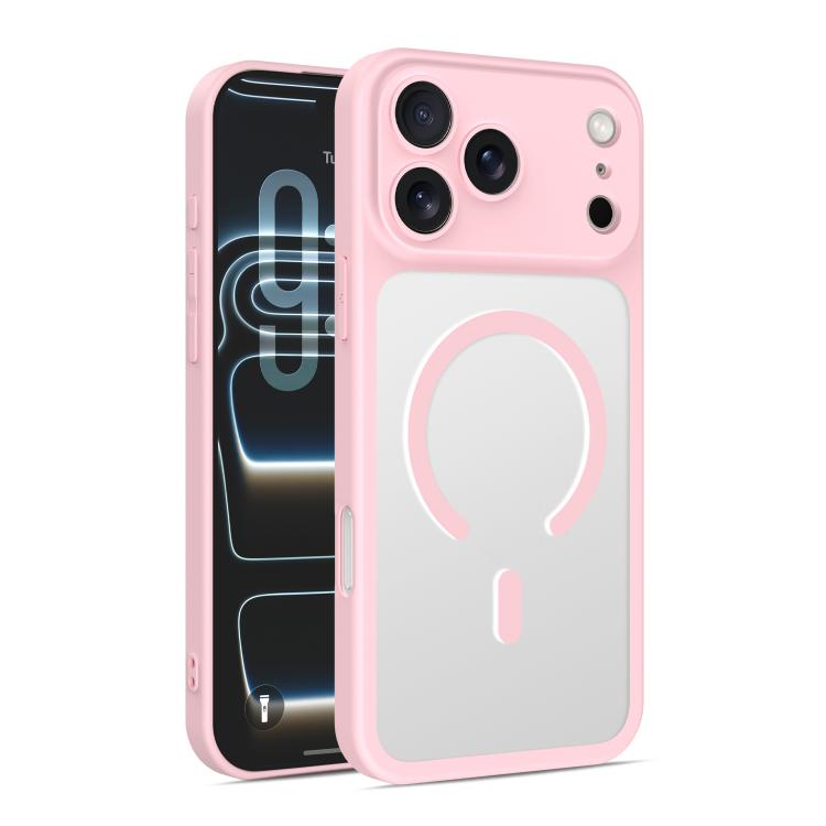 For iPhone 17 Pro Ultra-thin Frosted Magnetic TPU Hybrid PC Phone Case(Pink)