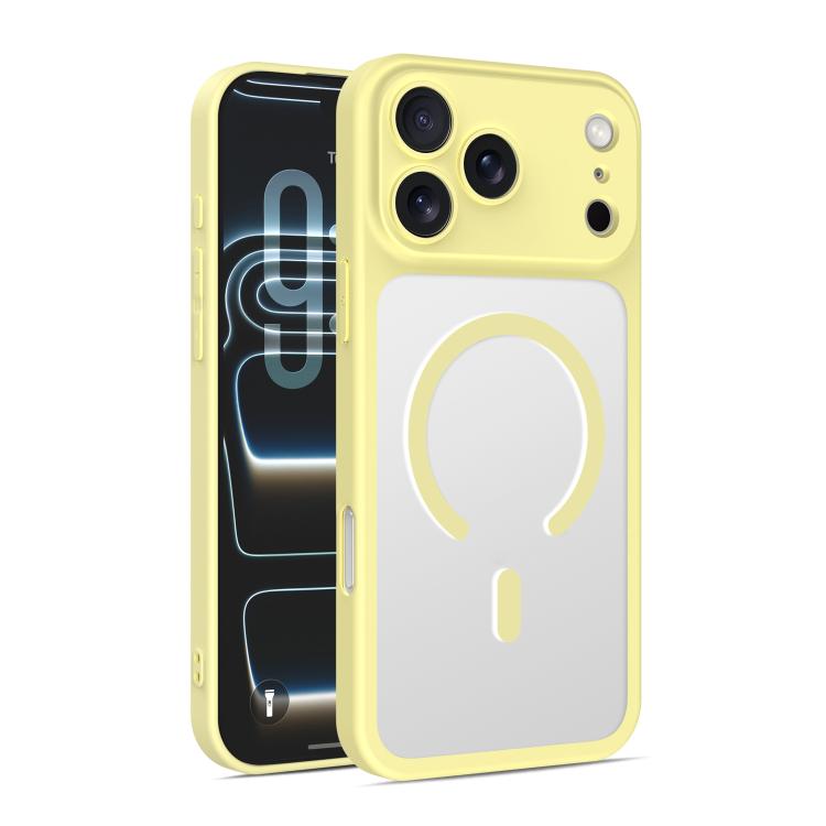 For iPhone 17 Pro Ultra-thin Frosted Magnetic TPU Hybrid PC Phone Case(Yellow)