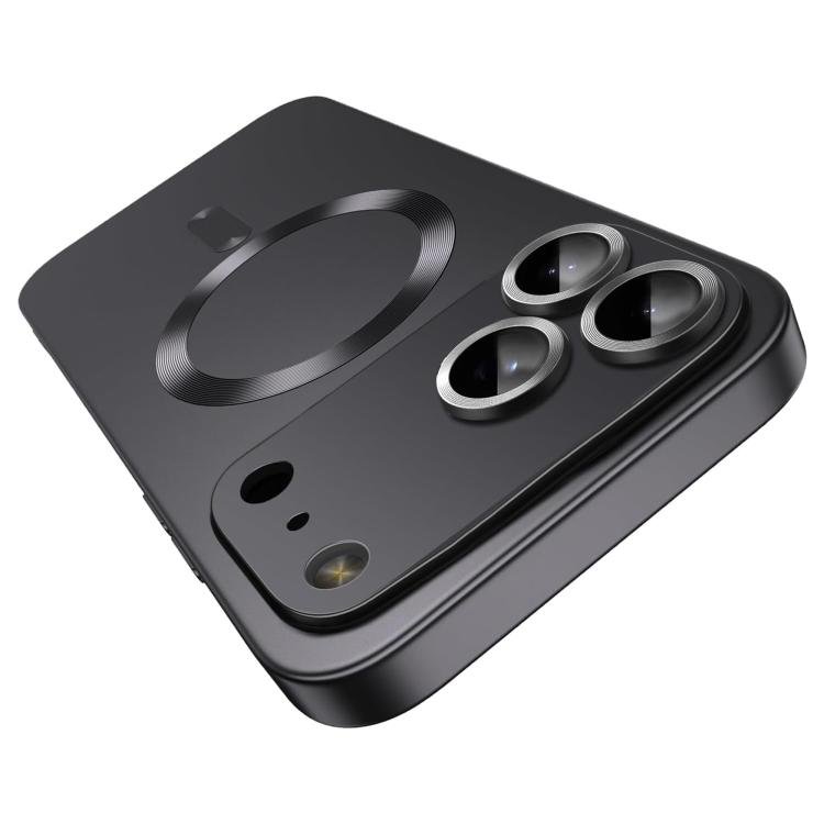 For iPhone 17 Pro Ultra thin Metallic TPU MagSafe Phone Case with Lens Film(Black)