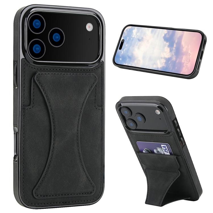 For iPhone 17 Pro Ultra-thin Shockproof Phone Protective Case with Holder(Black)
