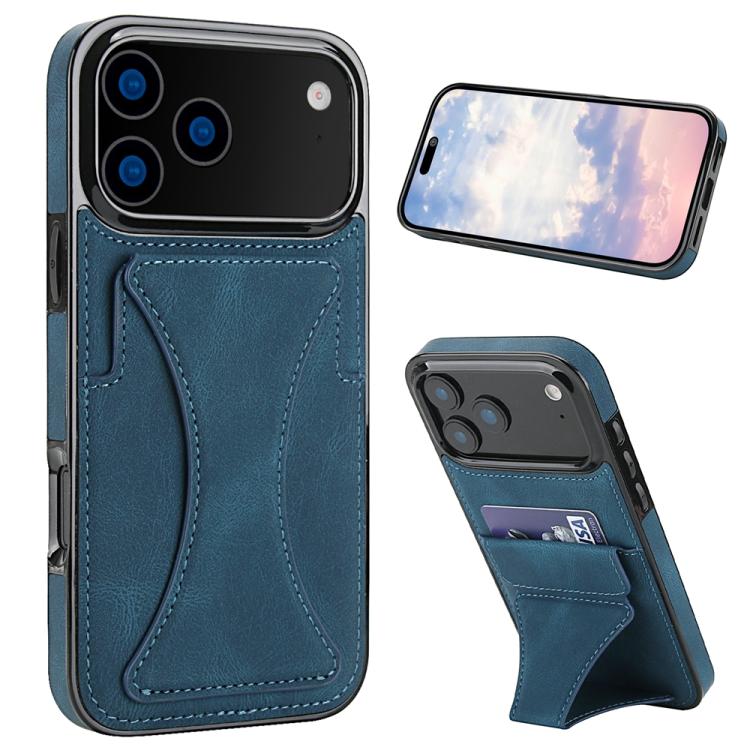 For iPhone 17 Pro Ultra-thin Shockproof Phone Protective Case with Holder(Blue)