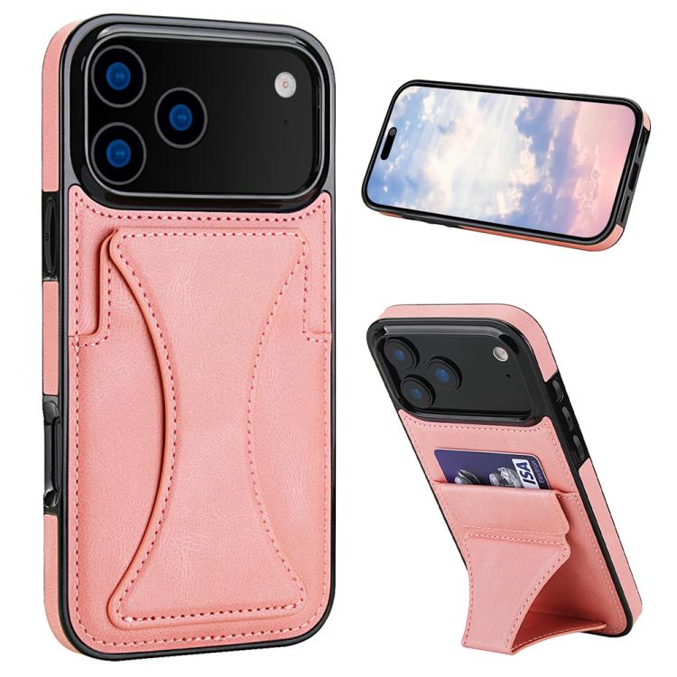 For iPhone 17 Pro Ultra-thin Shockproof Phone Protective Case with Holder(Rose Gold)