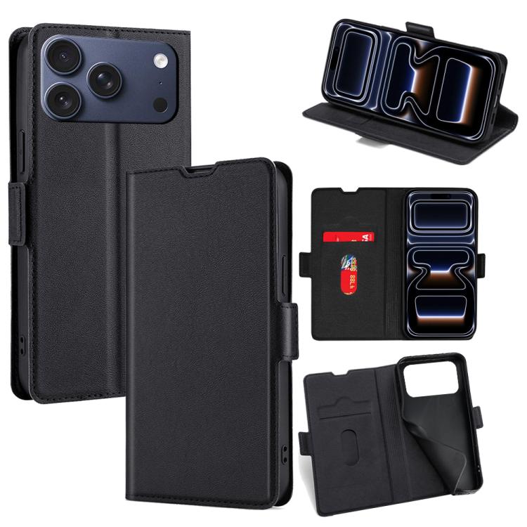 For iPhone 17 Pro Ultra-thin Voltage Side Buckle Horizontal Flip Leather Phone Case(Black)