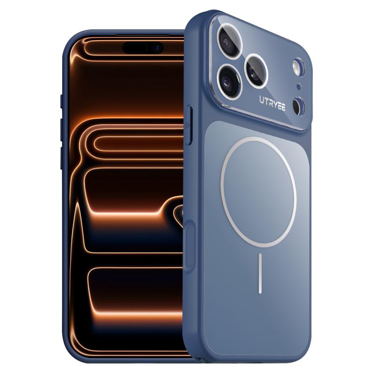 For iPhone 17 Pro UTRYEE Leather Veneer Magnetic AG Phone Case(Dark Blue)