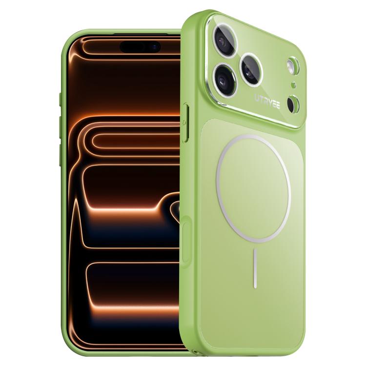 For iPhone 17 Pro UTRYEE Leather Veneer Magnetic AG Phone Case(Green)