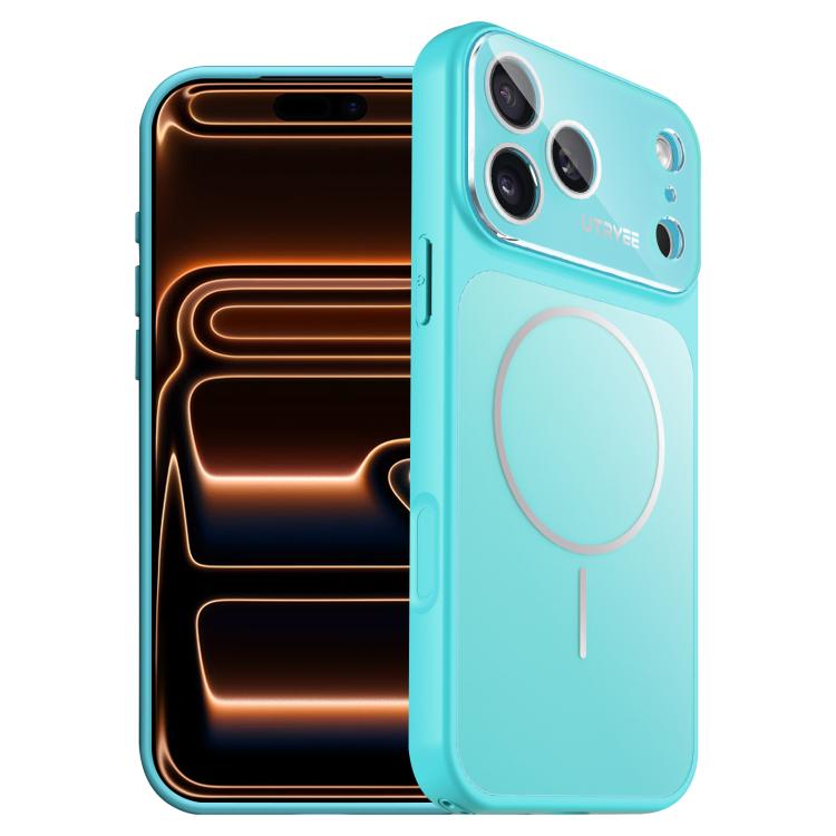For iPhone 17 Pro UTRYEE Leather Veneer Magnetic AG Phone Case(Light Blue)