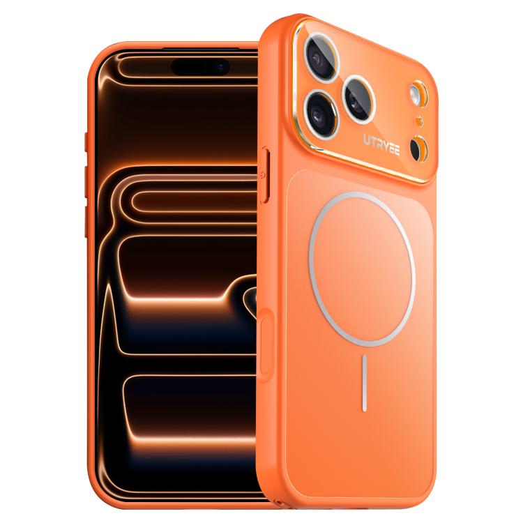 For iPhone 17 Pro UTRYEE Leather Veneer Magnetic AG Phone Case(Orange)
