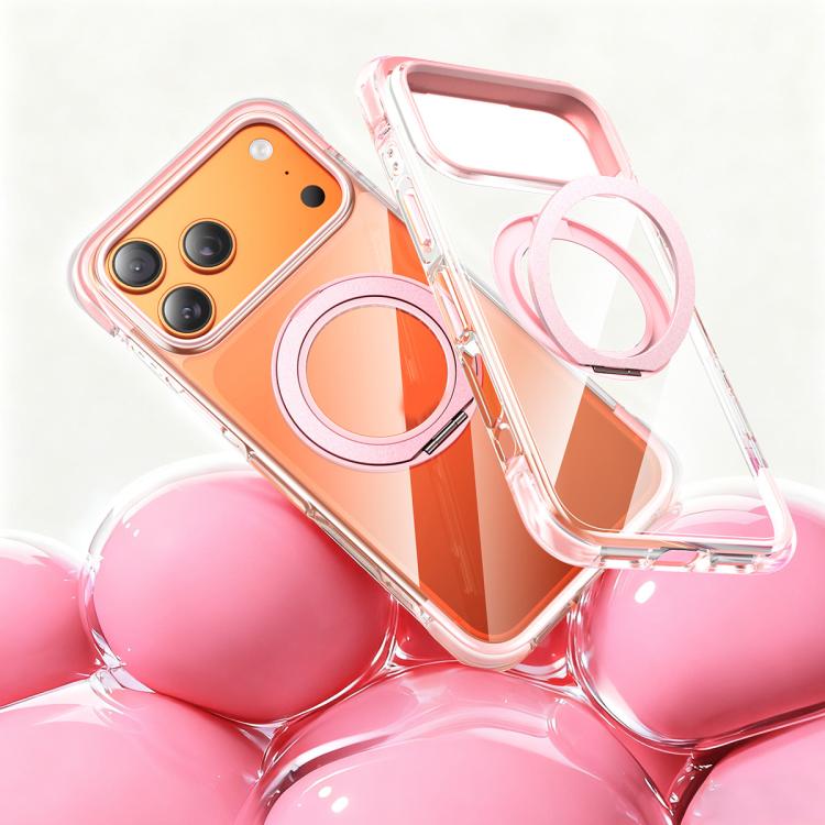 For iPhone 17 Pro Vacuum Airbag TPU + Acrylic 360 Rotating Bracket Magnetic Shockproof Phone Case(Pink)