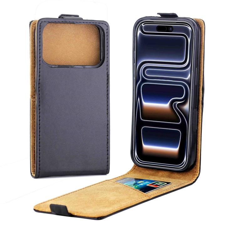 For iPhone 17 Pro Vertical Flip Leather Phone Case with Card Slot(Black)