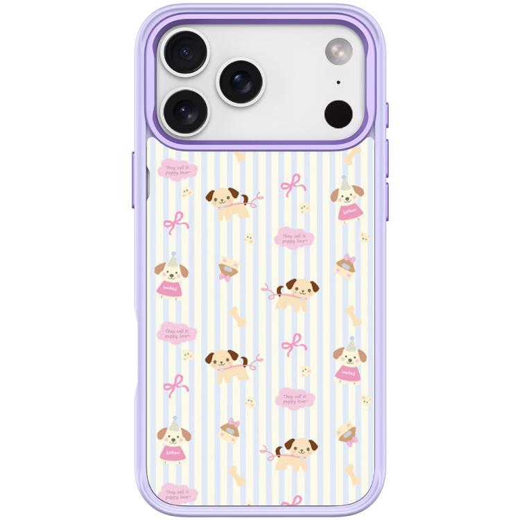For iPhone 17 Pro Vertical Stripes Dog Pattern Magnetic Phone Case(Light Purple)