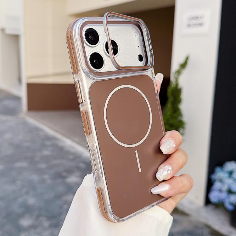 For iPhone 17 Pro Vibrant Dual-color Lens Kickstand Magnetic Phone Case(Gold)